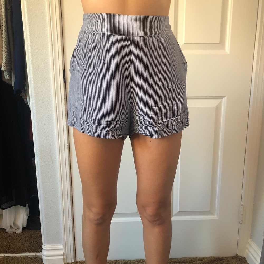 Blue white striped shorts